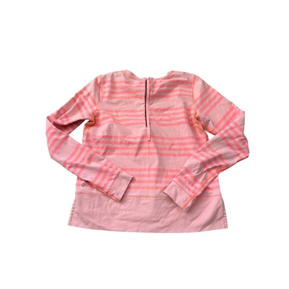 LULULEMON Peach Striped Zip Back Long Sleeve Top Size 6 - Picture 5 of 5
